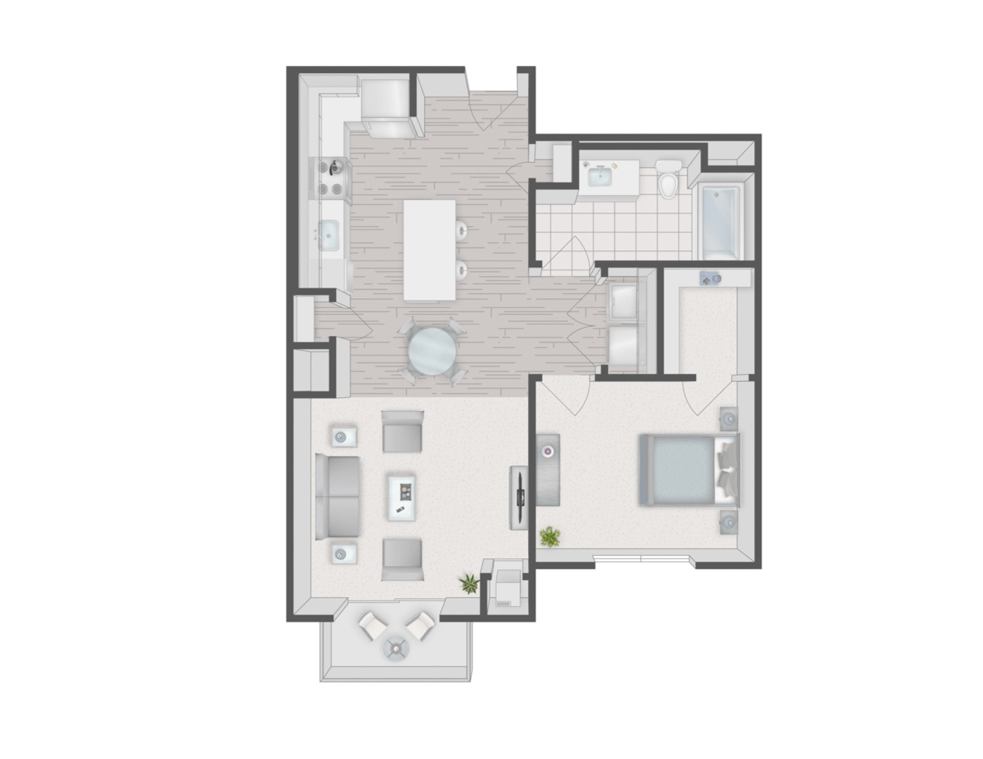 Floorplan for Apartment #10219, 1 bedroom unit at Halstead Plymouth